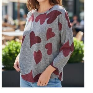 For the Republic Women’s Casual Hearts Top – Size 1X – Cozy Everyday Style